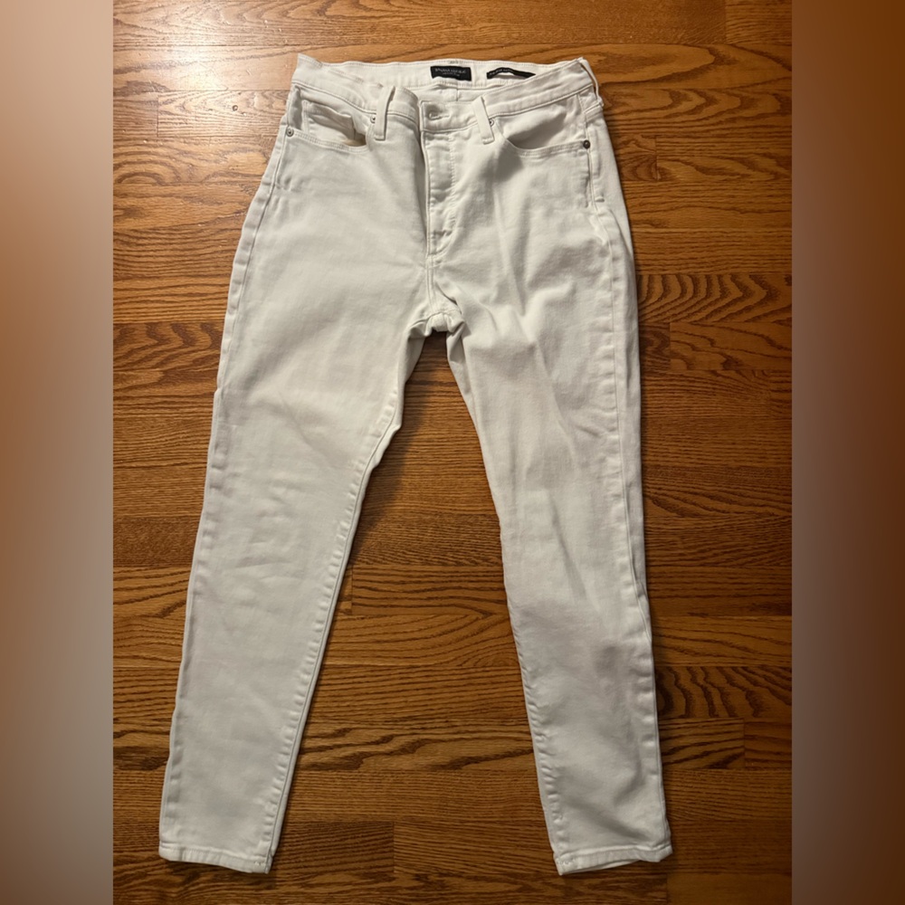 Banana Republic Cream Mid-Rise Skinny Jeans